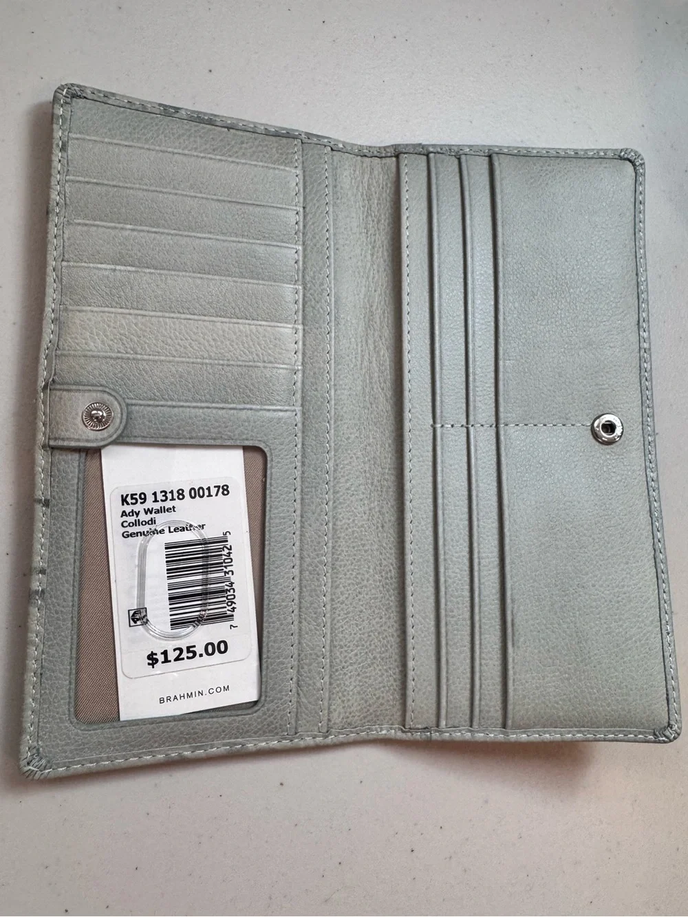 Brahmin Croc-Embossed Leather Ady Wallet in Ocean Collodi